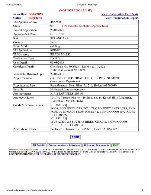 Srinidhi Registered form